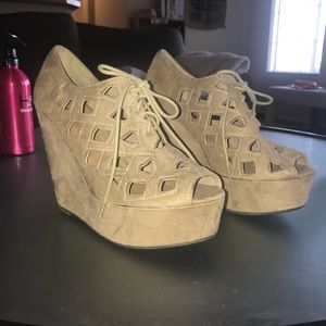 Tan wedge heels